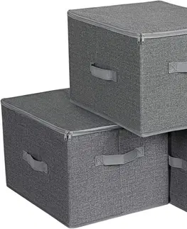 Úložné boxy SONGMICS Úložné boxy s víkem Tripas šedé