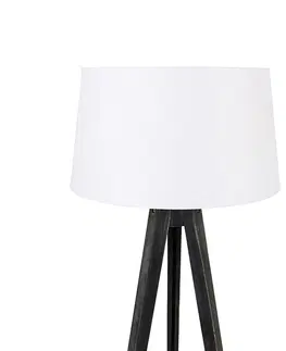 Stojaci lampy Stativ černý s lněným odstínem bílý 45 cm - Stativ Classic
