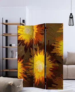 Paravány Paraván Sunflower dance Dekorhome 225x172 cm (5-dílný)