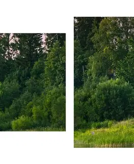 Obrazy přírody a krajiny 5-dílný obraz pohádkové domky u řeky