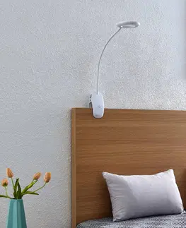 Stolní lampy a lampičky s klipem PRIOS Svítidlo Prios LED Harumi, bílé, dobíjecí baterie, USB, výška 51 cm