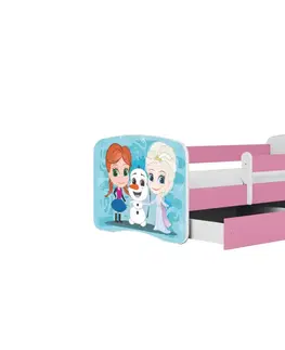 Dětské postýlky Kocot kids Dětská postel Babydreams Ledové království růžová, varianta 70x140, bez šuplíků, s matrací