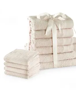 Ručníky Sada bavlněných ručníků AmeliaHome AMARI 2+4+4 ks ecru, velikost 2*70x140+4*50x100+4*30x50