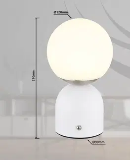 Stolní lampy Globo Julsy LED dobíjecí stolní lampa, bílá, výška 21 cm, kov, CCT