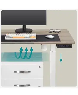 Psací stoly SONGMICS Elektricky nastavitelný psací stůl Redikt 140 cm bílý/šedý