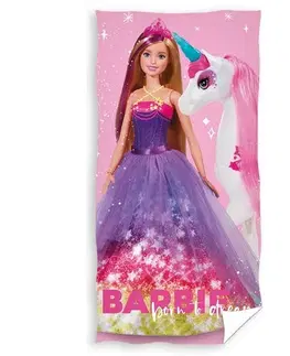 Doplňky do ložnice Carbotex Dětská osuška Barbie a Jednorožec, 70 x 140 cm
