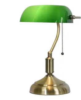 Lampy Stolní lampa se zeleným skleněným stínidlem GreenBank - 27*17*41 cm E27/max 1*60W Clayre & Eef 5LL-5104