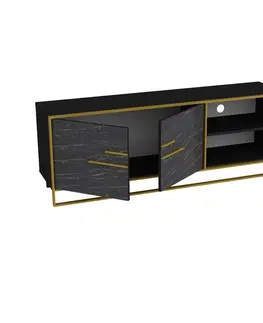 TV stolky Kalune Design TV stolek POLKA 160 cm černý/zlatý