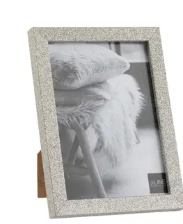 Klasické fotorámečky Stříbrný dekorativní fotorámeček s flitry Glitter silver - 15*2*20 cm / 13*18cm J-Line by Jolipa 8124