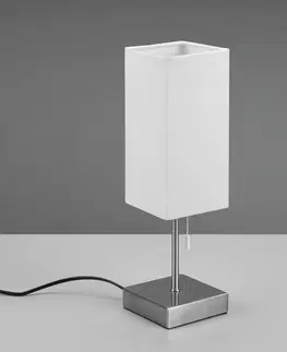 Stolní lampy Reality Leuchten Stolní lampa Ole s USB přípojkou, bílá/nikl