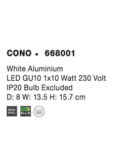 Moderní bodová svítidla NOVA LUCE bodové svítidlo CONO bílý hliník GU10 1x10W 230V IP20 bez žárovky 668001
