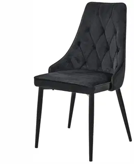 Židle Ak furniture Sametová čalouněná prošívaná židle Eliza černá