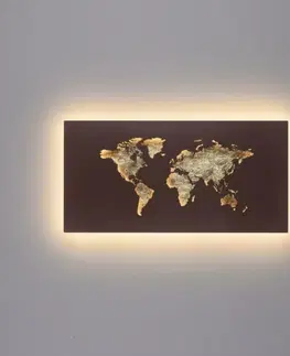 LED nástěnná svítidla PAUL NEUHAUS LED nástěnné svítidlo barva rzi obraz s osvětlením mapa světa 3000K PN 9056-48