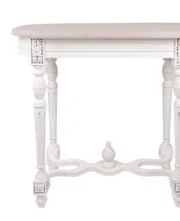 Konferenční stolky Bílý antik konzolový stolek s vyřezávanými nohami Gilline - 80*40*75 cm Clayre & Eef 5H0600