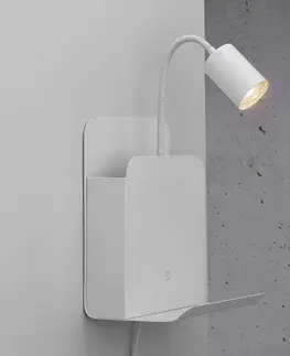 Nástěnná svítidla Nordlux Nástěnné světlo Roomi s policí a USB, bílá