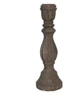 Svícny Hnědý svícen v designu starého dřeva Edwige - Ø 13*40 cm Clayre & Eef 6PR3231L