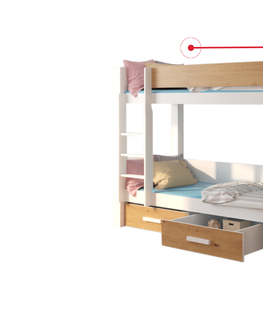 Dětské pokoje Expedo Dětská patrová postel GARNETA + 2x matrace, 90x200, bílá