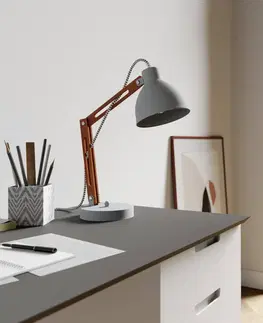 Stolní lampy kancelářské Lamkur Stolní lampa Skansen, nastavitelná, šedá