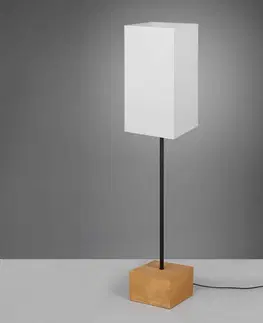 Stojací lampy Reality Leuchten Stojací lampa Woody dřevo/textil, kvádr, bílá
