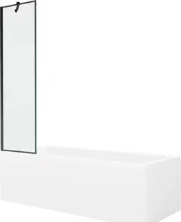 Vany MEXEN/S Cubik obdélníková vana 170 x 70 cm s panelem + vanová zástěna 50 cm, černá vzor 550317070X9505007070