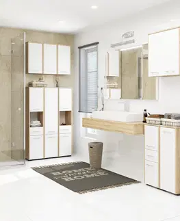 Koupelnový nábytek Ak furniture Koupelnová skříňka nad pračku Fin dub sonoma/bílá