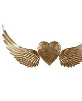 Obrazy Zlatá nástěnná dekorace andělská křídla se srdcem Angel Wings - 120*1*55cm Clayre & Eef 5Y1175