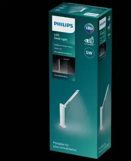Stolní lampy do kanceláře Philips Amber přenosná stolní LED lampa 1x5W 120lm 4000K IP20 USB, krokové stmívání, bílá