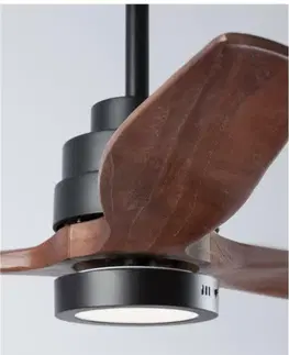 Ventilátory NOVA LUCE stropní ventilátor se světlem SABAL tělo z oceli matná černá a sklo 3ABS dřevěné listy 12W 3000K 5231401