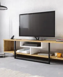 Televizní stolky Televizní stolek ASAL 150 bílá černá dub