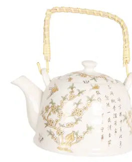 Džbány Konvice na čaj se sakurou a japonskými znaky - 18*14*12 cm / 0,8L Clayre & Eef 6CETE0078