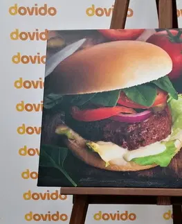 Obrazy jídla a nápoje Obraz hamburger s hranolky