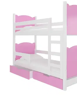 Postele ArtAdrk Dětská patrová postel MARABA Barva: bílá / růžová