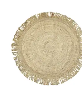 Koberce a koberečky Přírodní jutový koberec s třásněmi - Ø120*1cm Mars & More DEJMRDNF120