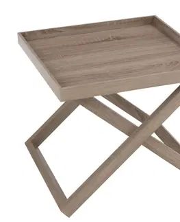 Konferenční stolky Hnědý dřevěný odkládací stolek s podnosem Butlertray - 52*52*46cm J-Line by Jolipa 68105