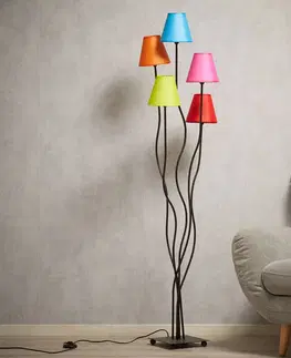 Stojací lampy Näve Textilní stojací lampa Colori 5zdrojová rozmanitá