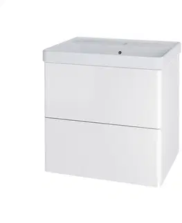 Koupelnový nábytek MEREO Siena, koupelnová skříňka s keramickým umyvadlem 61 cm, bílá lesk CN410