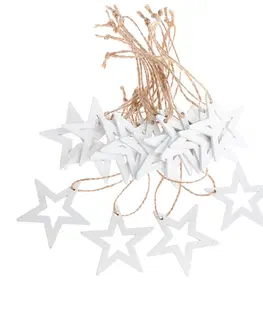 Vánoční dekorace Sada vánočních dřevěných ozdob Hvězda bílá, 18 ks