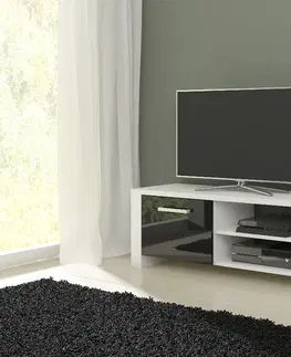 TV stolky ArtCross TV stolek ORION Barva: Bílá / černý lesk