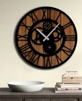 Hodiny Hanah Home Nástěnné hodiny Ozubená kolečka 50 cm hnědo-černé