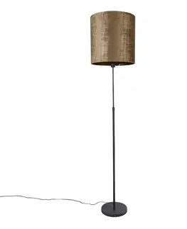 Stojaci lampy Stojací lampa černá odstín hnědá 40 cm nastavitelná - Parte