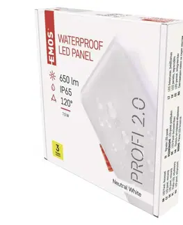 Bodovky do podhledu na 230V EMOS Lighting LED panel 100×100, čtvercový vestavný bílý, 8W neutr.b.,IP65 1540210820
