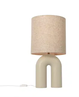 Stolni lampy Designová stolní lampa béžová s béžovým plátěným stínidlem - Lotti