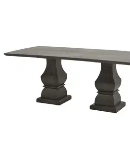 Designové a luxusní jídelní stoly Estila Luxusní monerní obdélníkový jídelní stůl Lucia s ručně vyřezávanými nožičkami z masivního akáciového dřeva šedá 200 cm