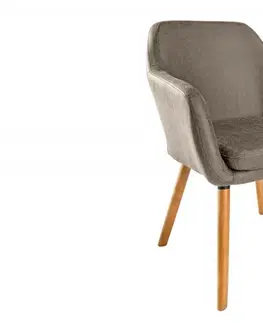 Luxusní jídelní židle Estila Retro čalouněná jídelní židle Dagean v hnědošedá potahu s nohami ze dřeva 83cm