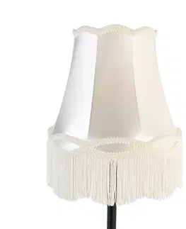 Stolni lampy Klasická stolní lampa černá s odstínem babička krémová 30 cm - Simplo