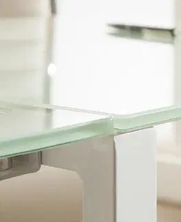 Psací stoly LuxD Rohový psací stůl Atelier sklo / bílý