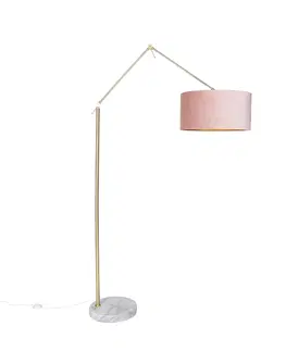 Stojaci lampy Moderní stojací lampa zlaté sametové stínidlo růžová 50 cm - Redakce