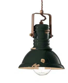 Závěsná světla Ferroluce Závěsné svítidlo C1691 v černém průmyslovém designu