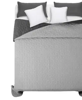 Jednobarevné přehozy na postel Šedý oboustranný přehoz na postel s prošíváním 200 x 220 cm