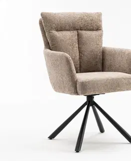 Designové a luxusní židle do pracovny a kanceláře Estila Designová retro otočná židle Dover s prošívaným čalouněním v béžově šedé barvě 92 cm